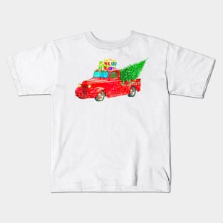 Classic Christmas Vintage Truck Kids T-Shirt